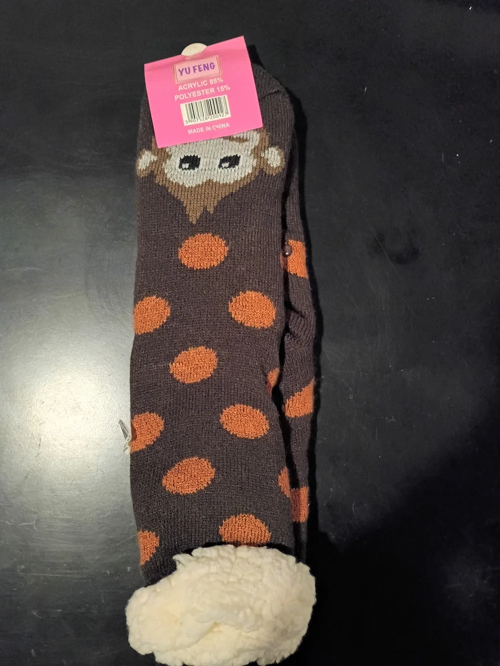 Yu Feng Ultra-Soft Fleece-Lined Monkey Cozy Warm Winter House Slipper Socks